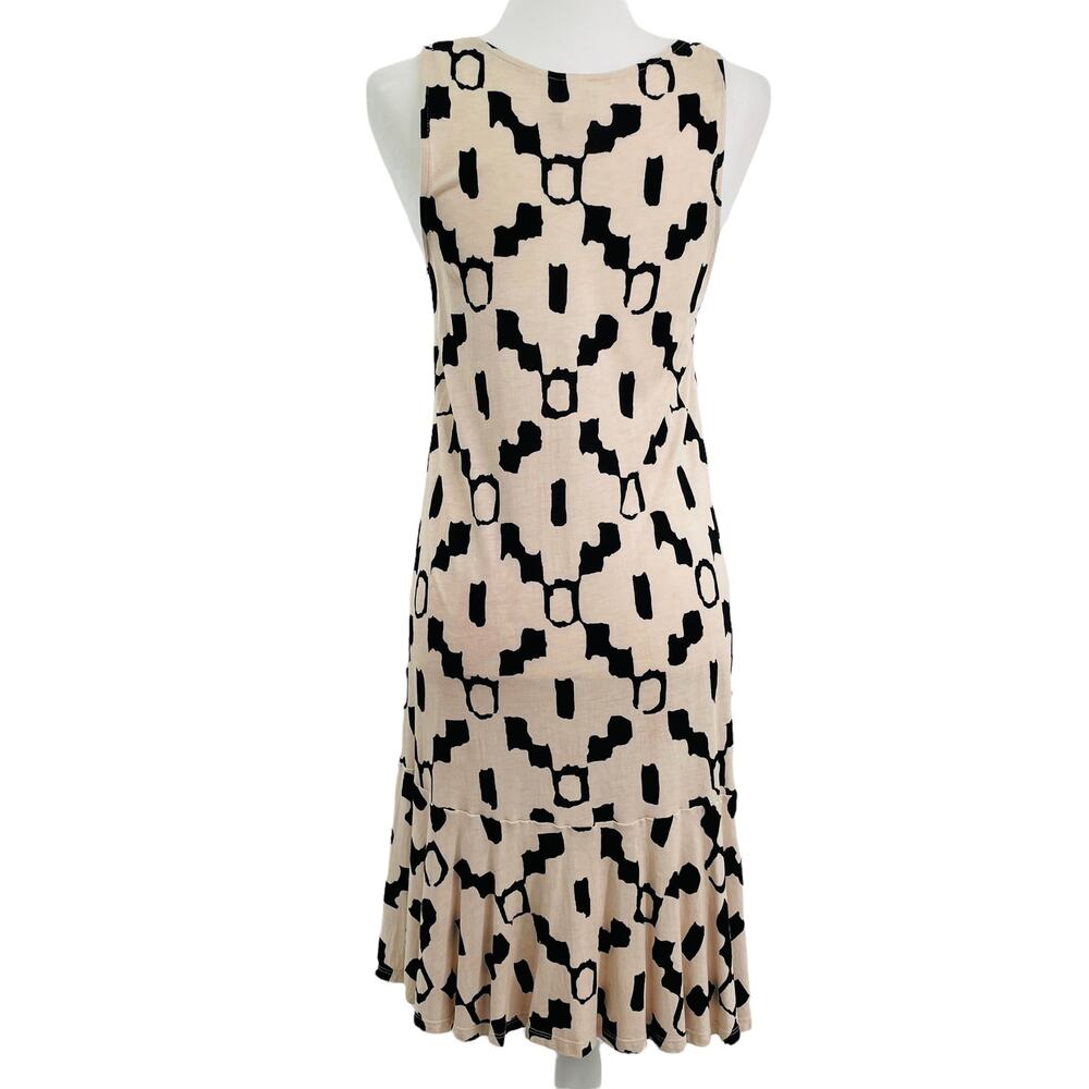 H&M Cream & Black Geometric Print Knit Dress Sleeveless Scoop Neck Pullover S - Picture 3 of 11